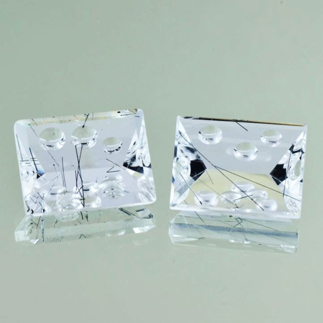 Turmalin-Quarz Duo Design-Rechtecke farblos 37,51 ct