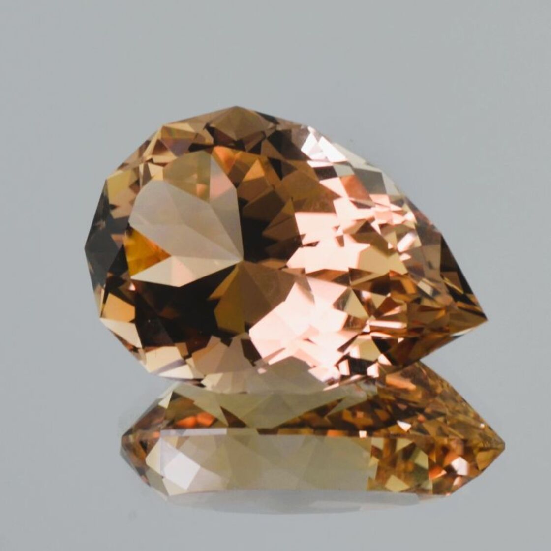 Topaz pear yellow brown untreated 28.45 ct.
