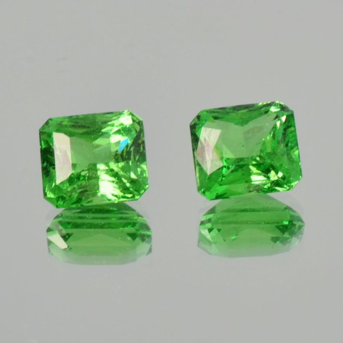 Tsavorite Pair Granate octagon-princess green 7.40 ct.