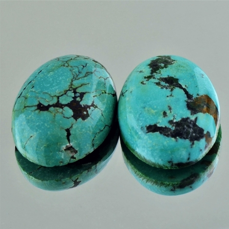 Turquoise Pair oval Cabochon 34.83 ct. Turquoise Pair oval Cabochon 34.83 ct.