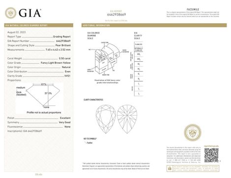 Gutachten zu Farbdiamant Tropfen bräunlich hellgelb vvs1 0,50 ct