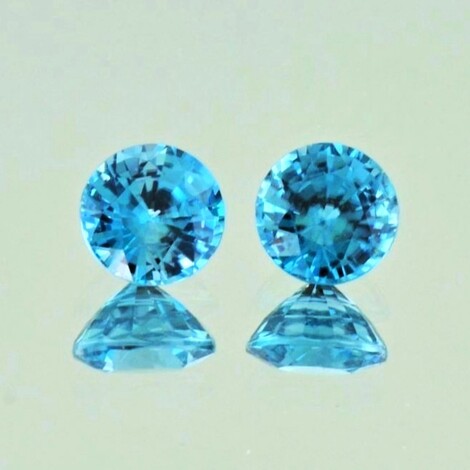 Zircon Pair round blue 6.50 ct