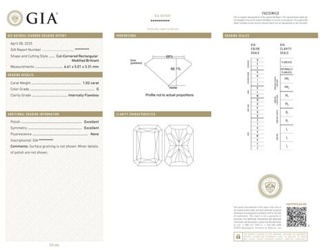 Gutachten zu Diamond radiant feines white G loupe clean 1.02 ct