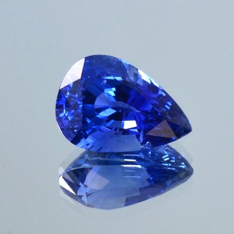 Saphir Tropfen facettiert blau 6,82 ct