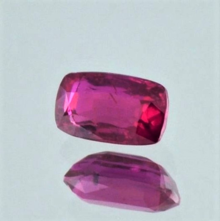 Ruby cushion pinkish red unheated 1.68 ct.