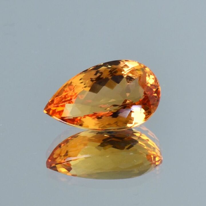 imperial Topaz pear yellow orange untreated 5.13 ct.