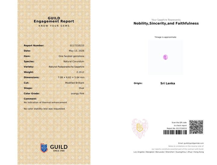Gutachten zu Sapphire oval purplish pink untreated 2.18 ct.