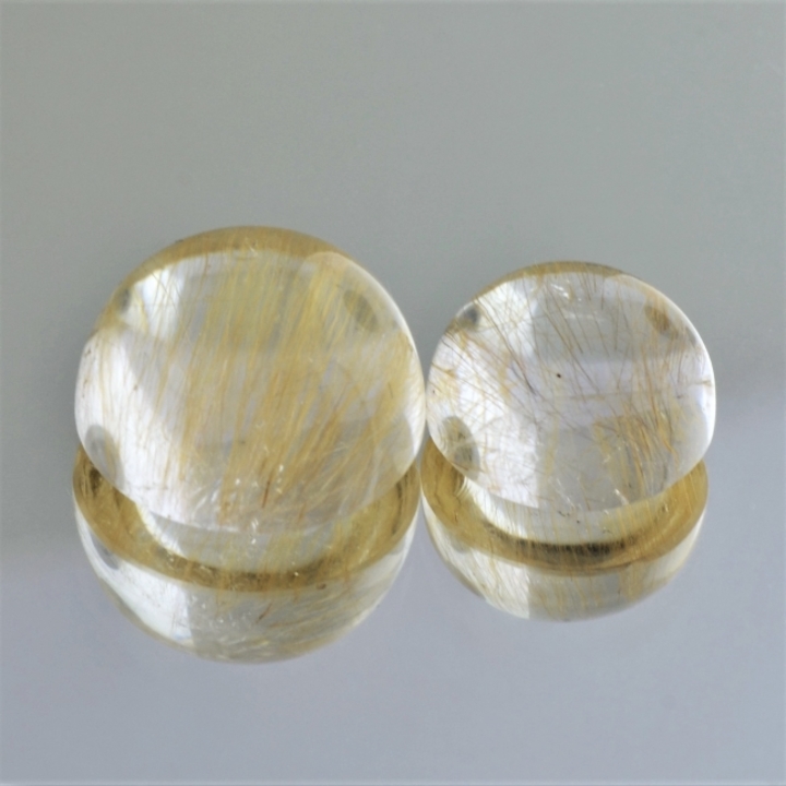 Rutilated Quartz Pair cabochon round 22.20 ct