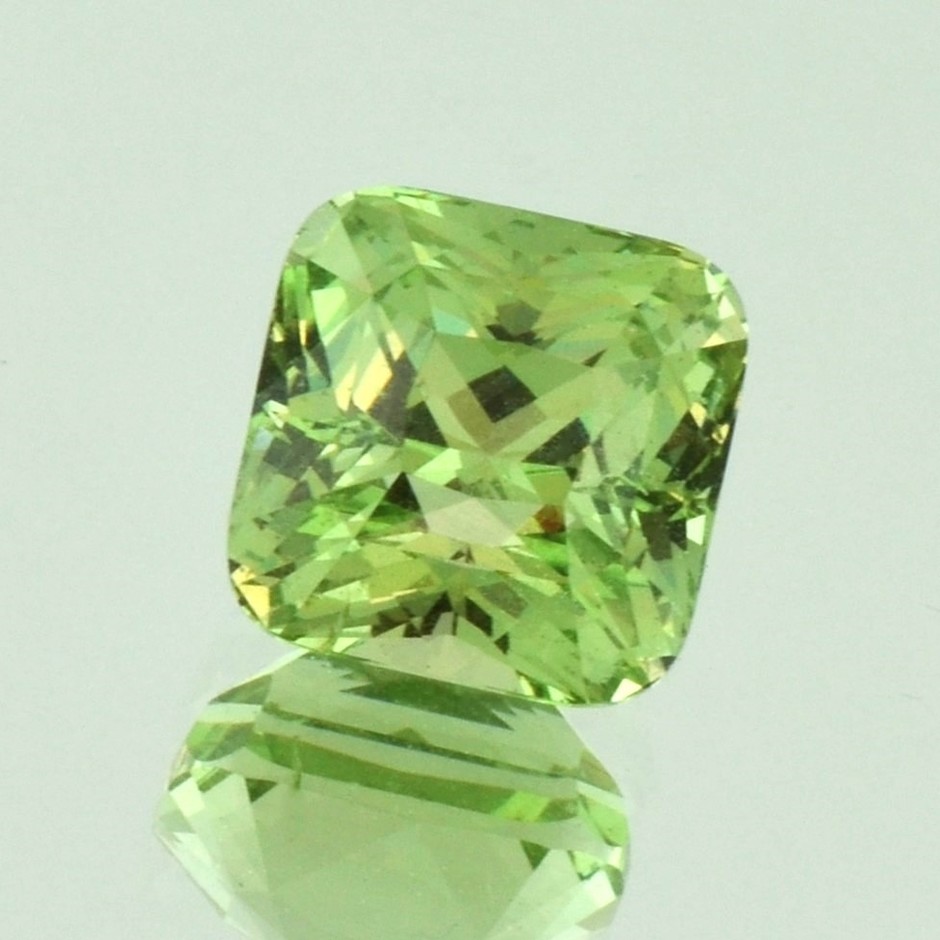 Grossularite Garnet cushion yellowish green 8.25 ct