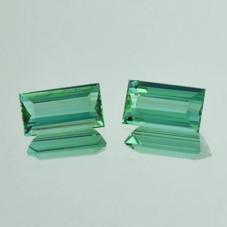 Tourmaline Pair Baguette bluish  green 4.18 ct