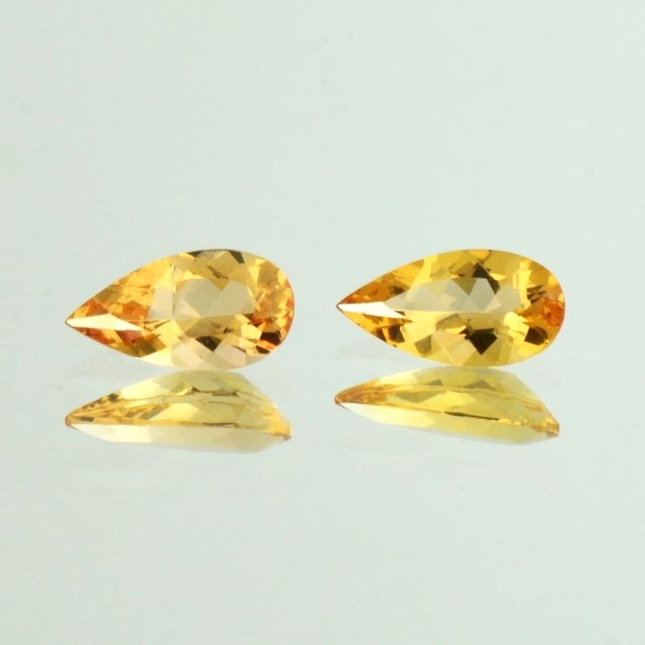 Imperial Topaz Pair pear orange yellow 2.27 ct.