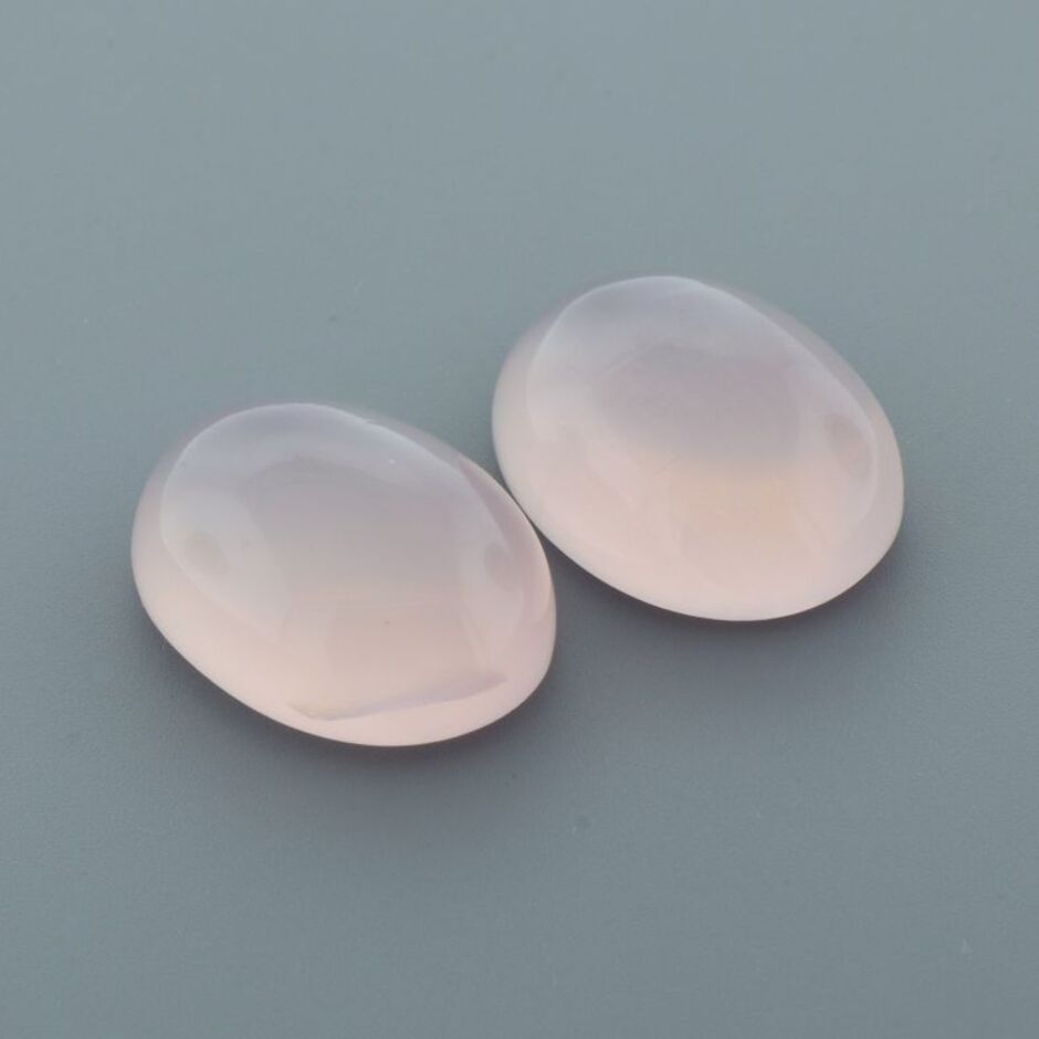 Rosenquarz Duo Cabochons oval rosa 48,12 ct