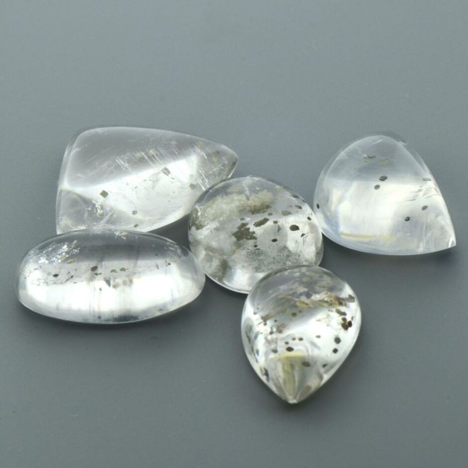 Pyrite-Quarz Lot Cabochons farblos 110,56 ct.