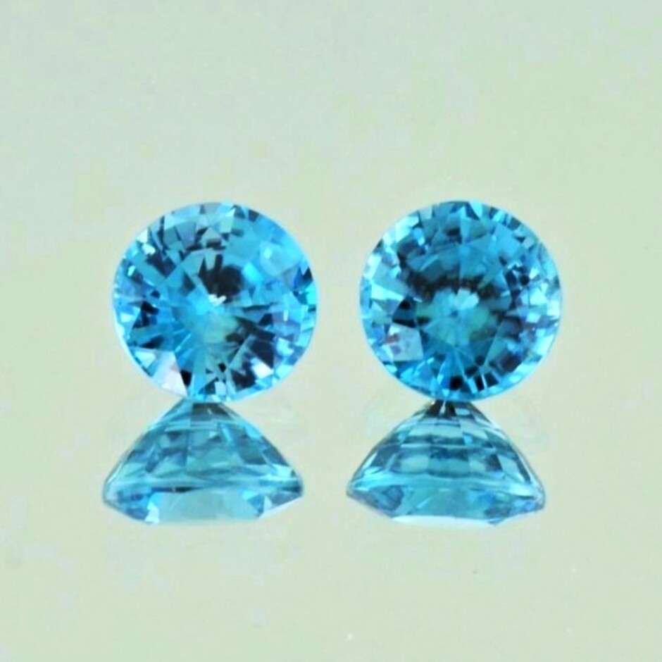 Zircon Pair round blue 6.50 ct