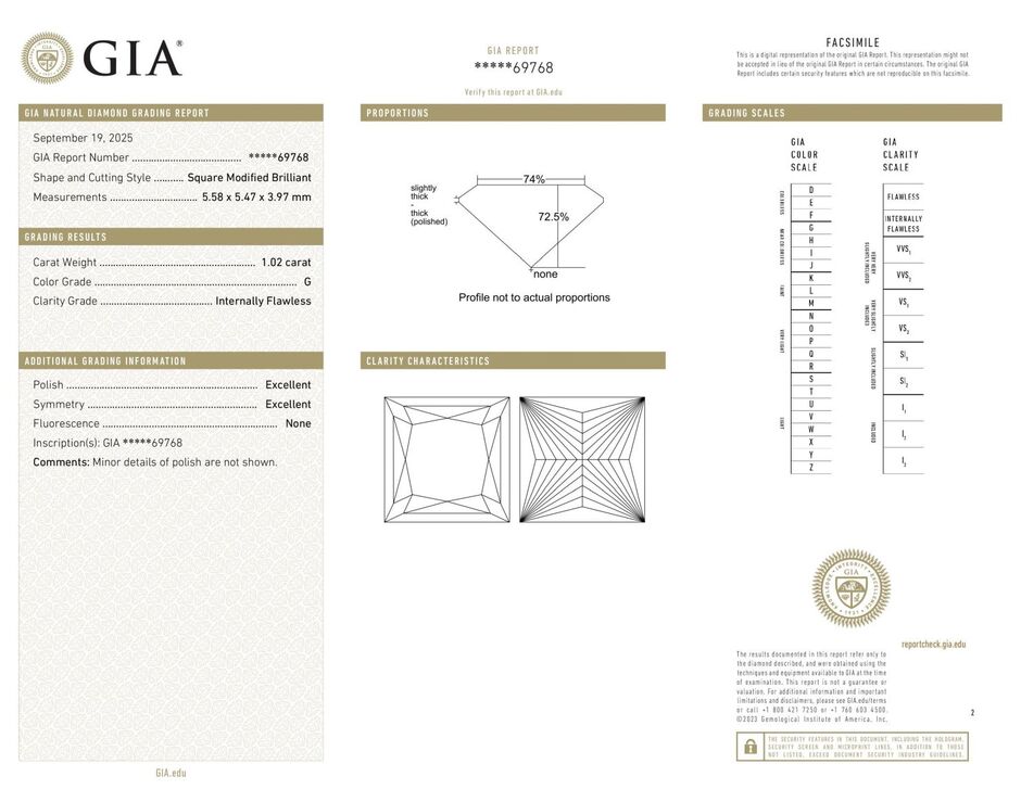 Gutachten zu Diamond princess feines white G loupe clean 1.02 ct