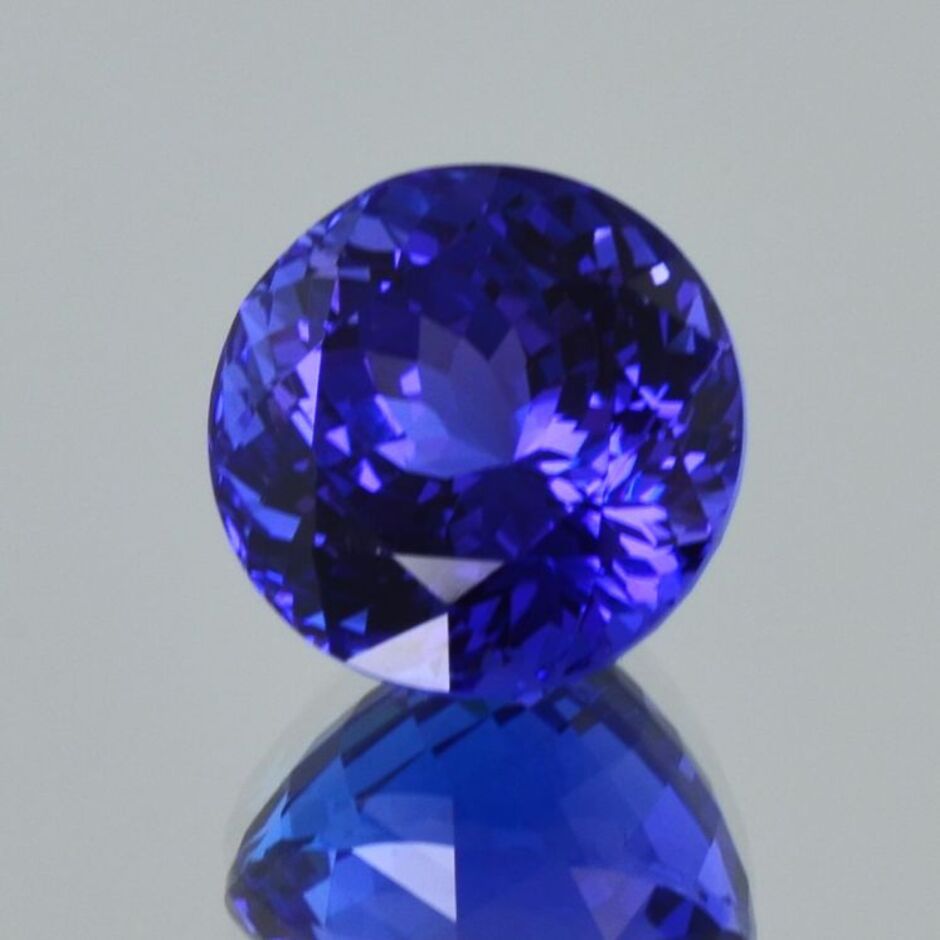 Tanzanite round brilliant intense blue 9.90 ct.