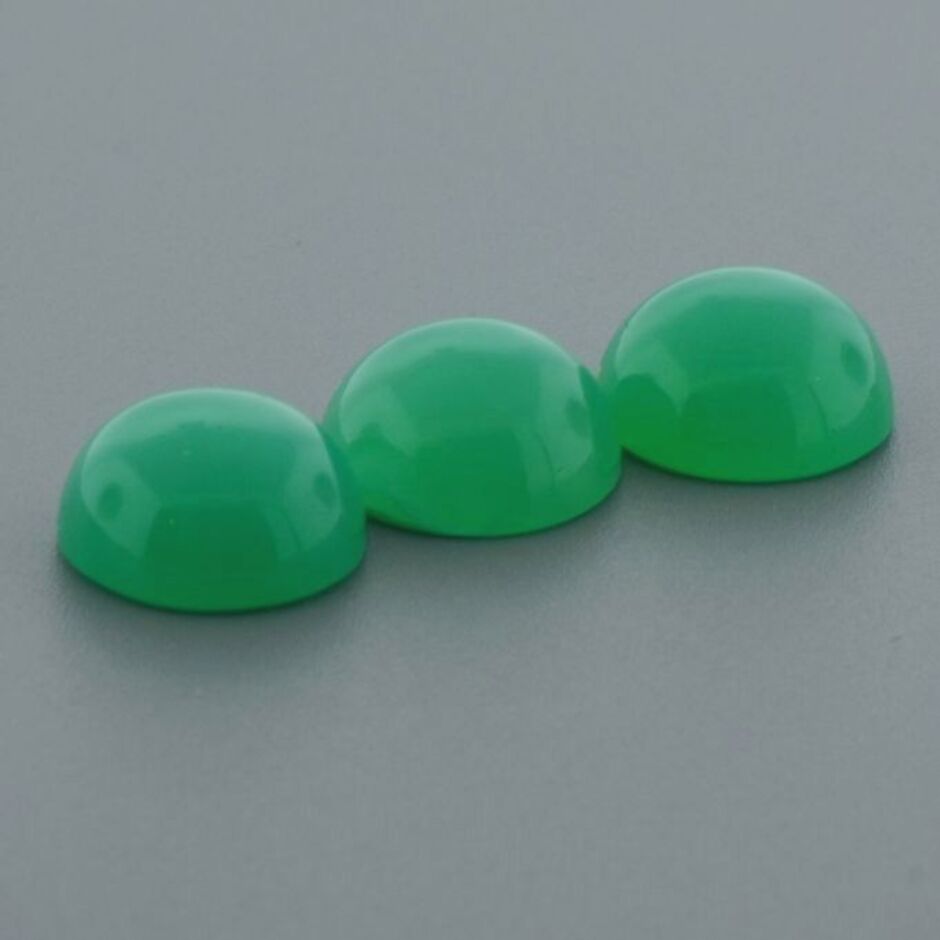 Chrysoprase trio cabochons round green 21.5 ct.