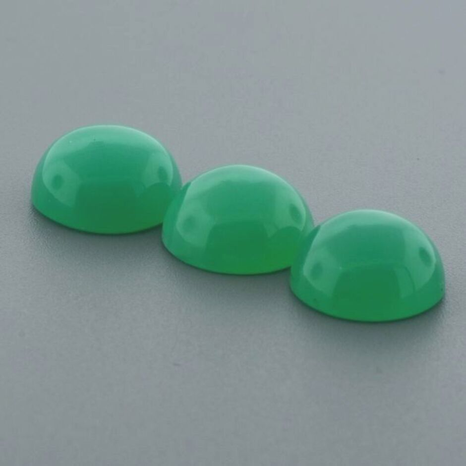 Chrysoprase trio cabochons round green 21.5 ct.