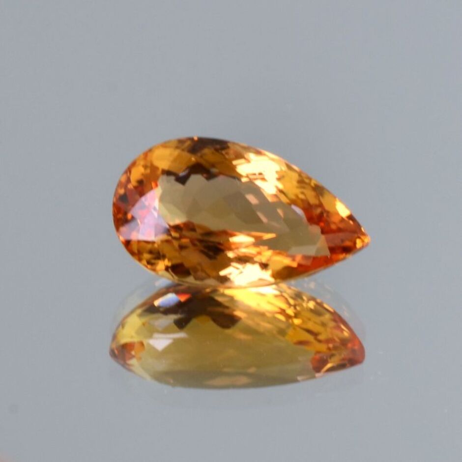imperial Topaz pear yellow orange untreated 5.13 ct.