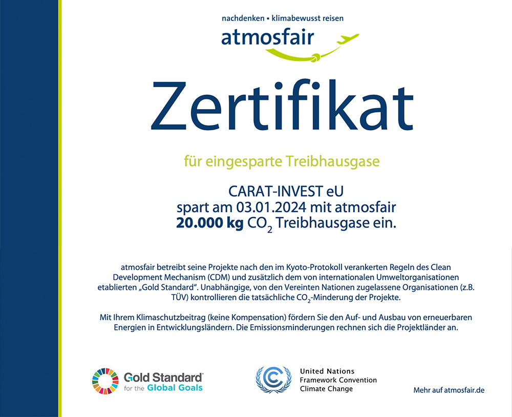 Zertifikat CO<sub>2</sub>-Emissionen Januar 2024